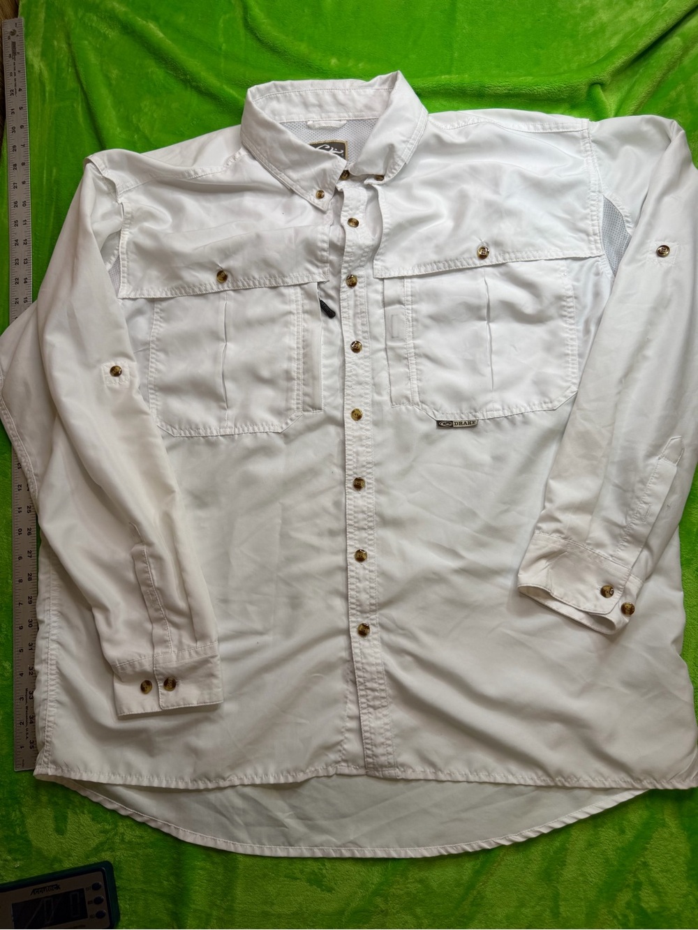 Drake Waterfowl Vented Fishing Shirt Sz XL White Long Sleeve